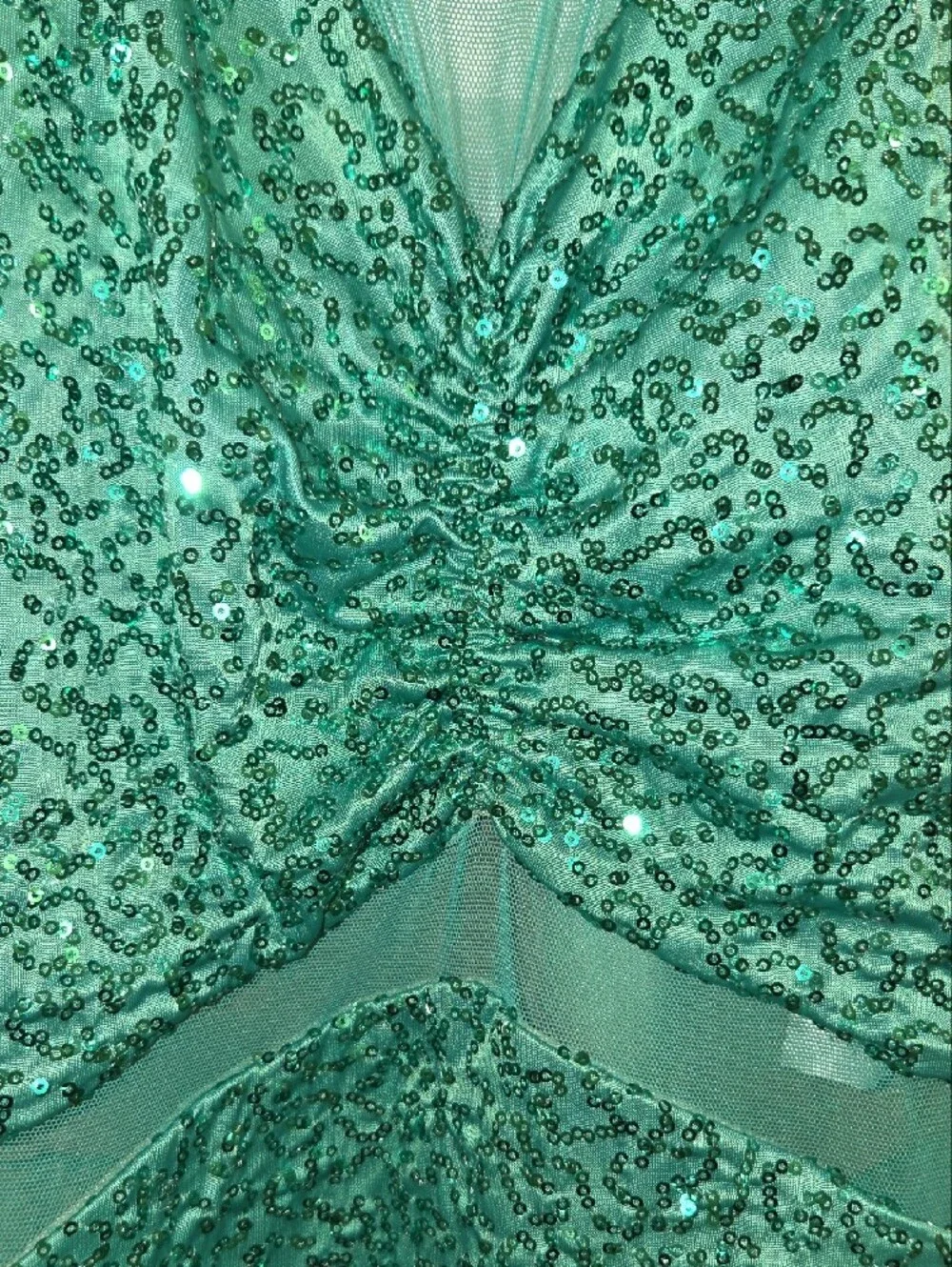 Weissman Turquoise Sequined Halter Dance Costume